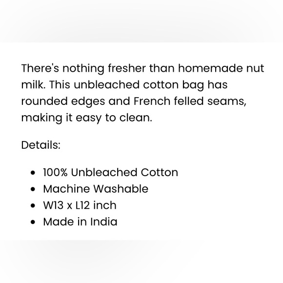 bread bag & nut milk bag-11”x 17” & 13” x 12” cotton muslin drawstring bags-NWT - Picture 9 of 14